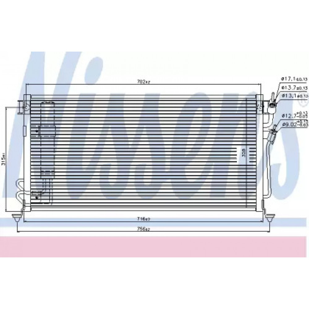 Конденсатор кондиционера MITSUBISHI LANCER (96-) 1.3-2.0i (пр-во Nissens)