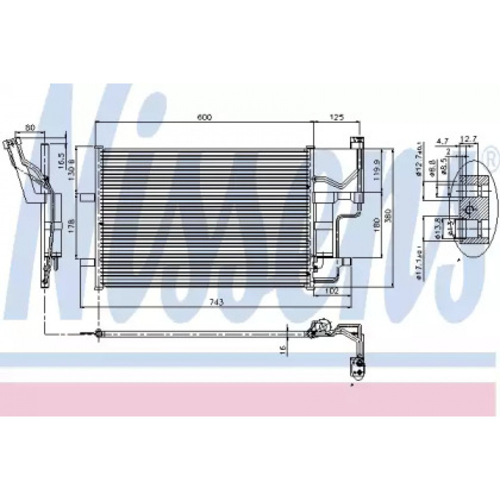 Конденсатор кондиционера MAZDA 3 (BK) (03-)/5 (CR) (05-) (пр-во Nissens)