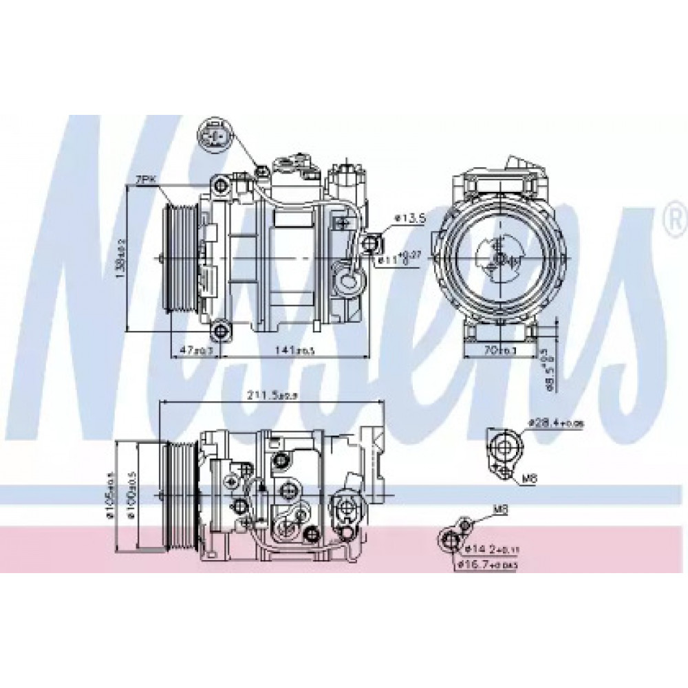 компрессор кондиционера MERCEDES BENZ E-CLASS W211 05- (Nissens)