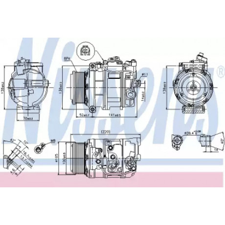 Компресор кондиціонера MERCEDES GL-CLASS W 164 (06-)(Nissens)