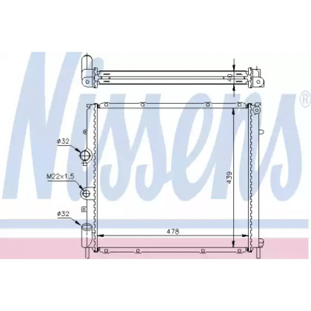 Радиатор охлаждения RENAULT KANGOO I (98-) 1.5 dCi/1.9D (пр-во Nissens)