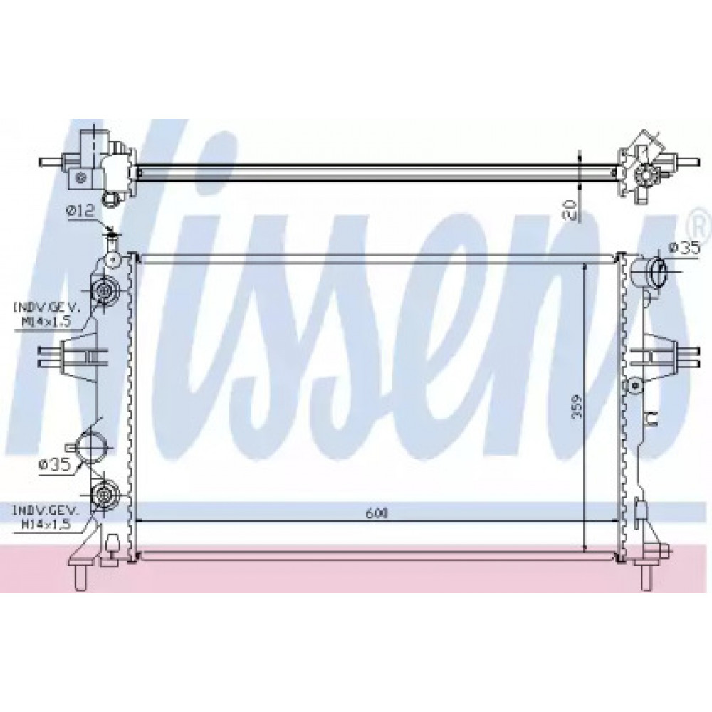 Радиатор охлаждения OPEL ASTRA G (98-) 1.4-1.8i (пр-во Nissens)