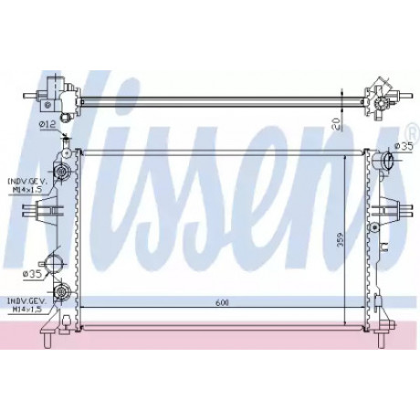 Радиатор охлаждения OPEL ASTRA G (98-) 1.4-1.8i (пр-во Nissens)