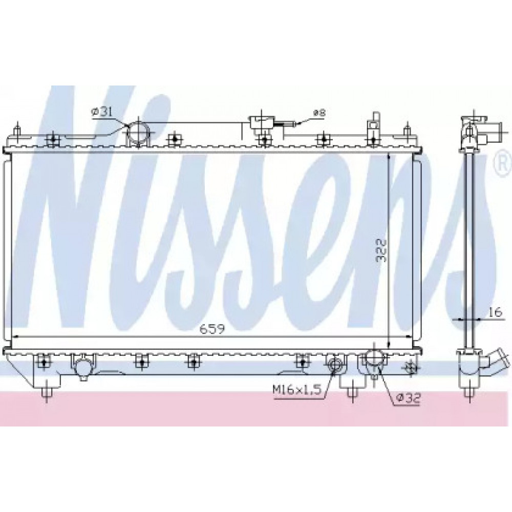 Радиатор охлаждения TOYOTA AVENSIS (T22) (97-) 2.0 i 16V (пр-во Nissens)