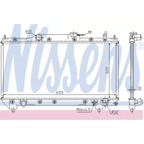 Радиатор охлаждения TOYOTA AVENSIS (T22) (97-) 2.0 i 16V (пр-во Nissens)
