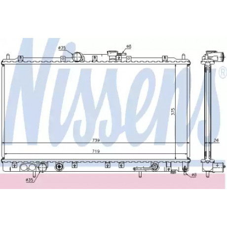 Радиатор охлаждения MITSUBISHI GALANT VI (EA2-6) (96-) AT (пр-во Nissens)