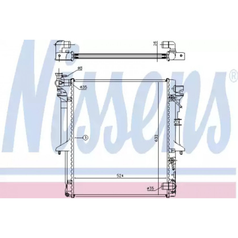 Радиатор охлаждения MITSUBISHI L 200 (06-) 2.5 D автомат, механика (пр-во Nissens)