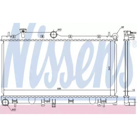 Радиатор охлаждения SUBARU FORESTER,  IMPREZA (пр-во Nissens)