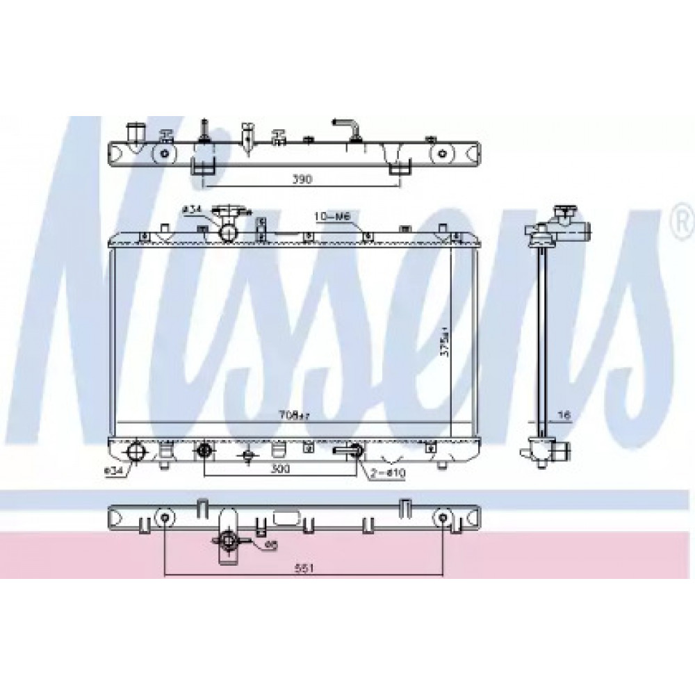 Радиатор охлождения SUZUKI SX4 (EY, GY) (06-) 1.6i АТ (пр-во Nissens)