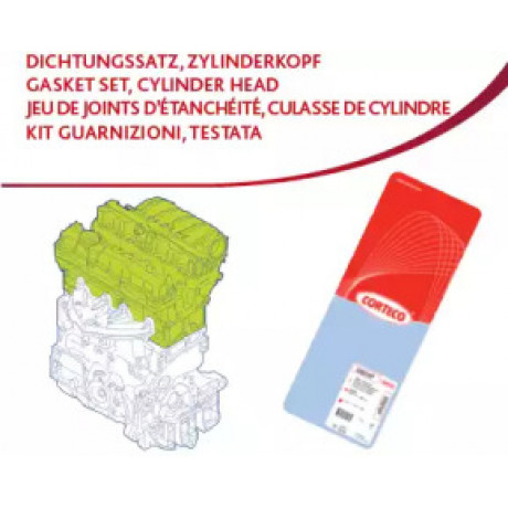 Комплект прокладок для головки блоку циліндрів RENAULT K9K 1.5 DCI 8V CLIO II (вир-во Corteco)