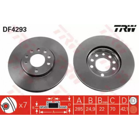 Диск тормозной FIAT, OPEL, SAAB, передн., вент. (пр-во TRW)