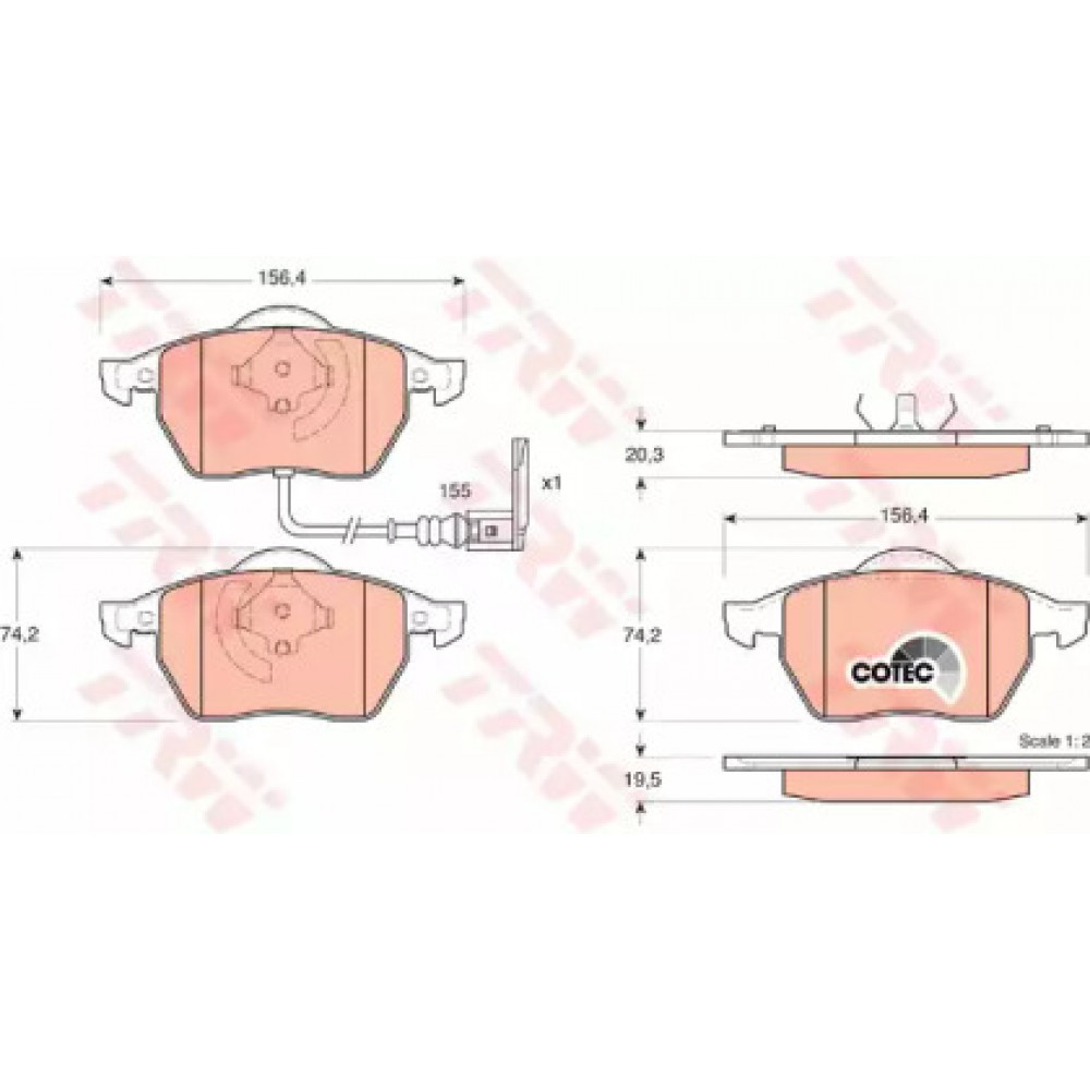 Колодка торм. диск. AUDI TT, SEAT LEON, SKODA, VW передн. (пр-во TRW)