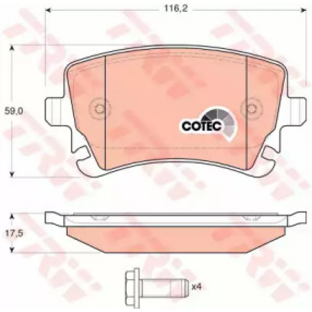 Колодка торм. диск. AUDI, VW T5 задн. (пр-во TRW)