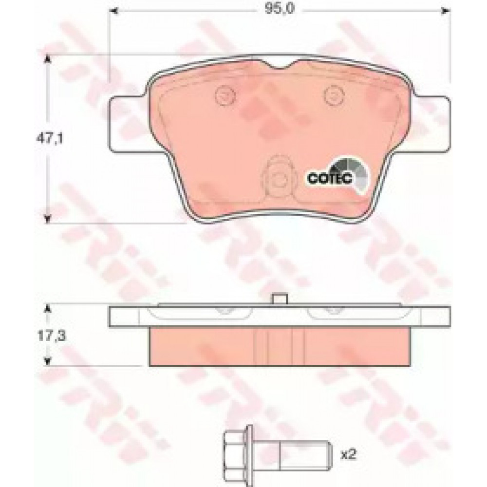 Колодка гальм. CITROEN C4, PEUGEOT 307 задн. (вир-во TRW)