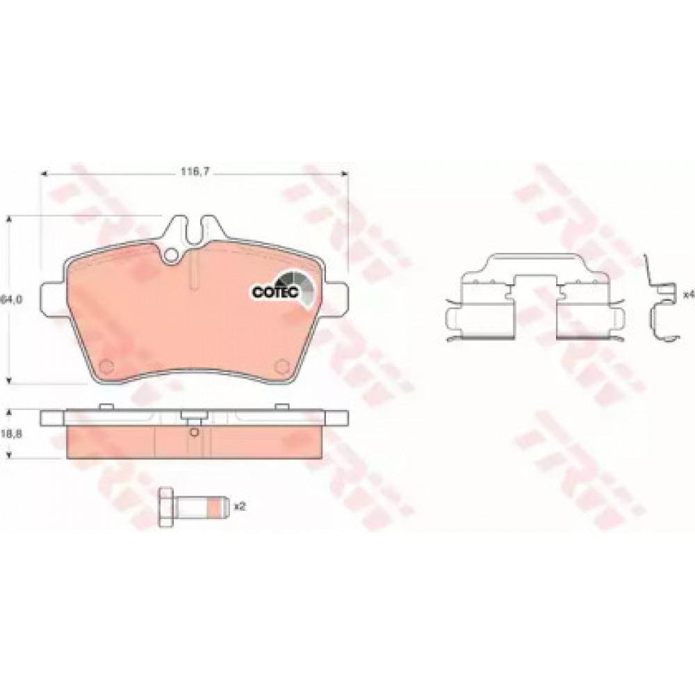 Колодка торм. диск. MERCEDES A-CLASS (W169) передн. (пр-во TRW)