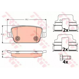 Колодка гальм. FORD Kuga задн. (вир-во TRW)  Колодка гальм. FORD Kuga задн. (вир-во TRW)