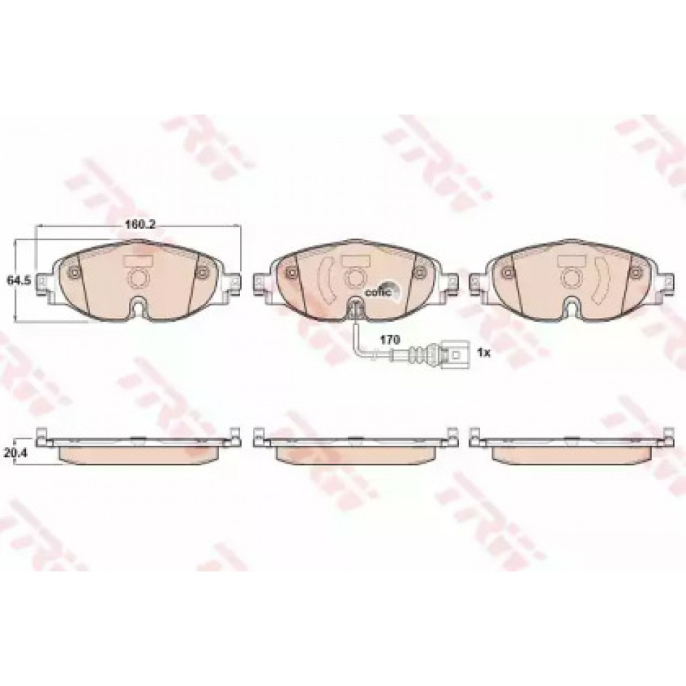 Колодка торм. диск. SKODA OCTAVIA 1.2-2.0TDI 2012-,VW GOLF VII 1.2-2.0TDI 2012- передн. (пр-во TRW)