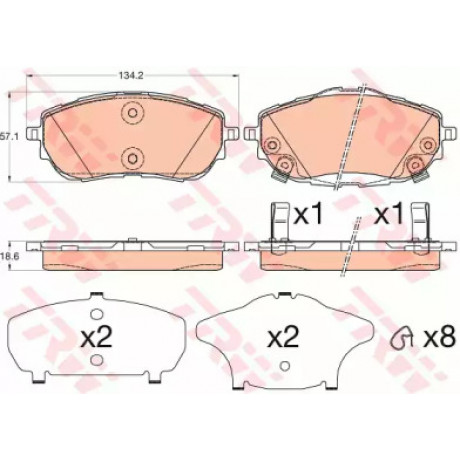 Колодка торм. диск. TOYOTA AURIS 1.3-2.0 2012-,COROLLA 1.33-1.8 2013- передн. (пр-во TRW)