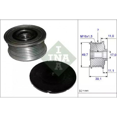 Шкив генератора с обгонной муфтой (пр-во INA)