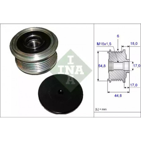 Шкив генератора с обгонной муфтой (пр-во Ina)