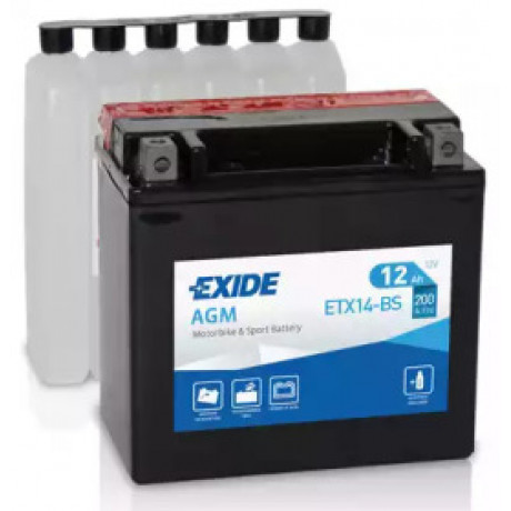 Аккумулятор   12Ah-12v Exide AGM (ETX14-BS) (150х87х145) L, EN200
