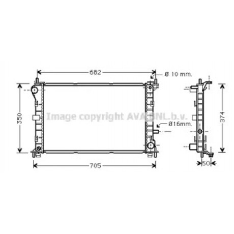 Радиатор охлождения FORD FOCUS I (CAK) (98-) (пр-во AVA)
