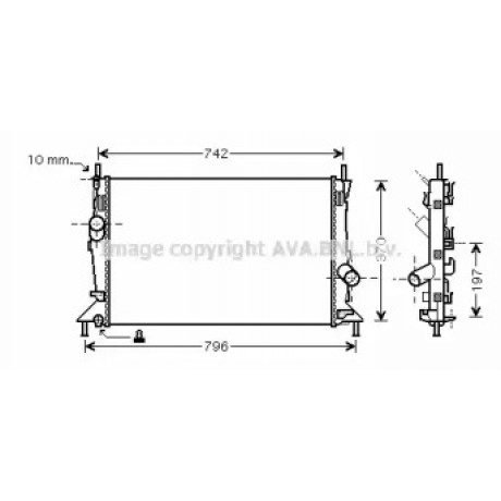 Радиатор охлаждения двигателя FOCUS/MAZDA3/S40 16/8 03- (Ava)