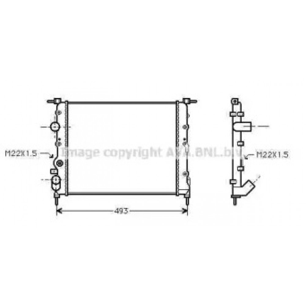 Радиатор охлаждения двигателя CLIO 2/MEGANE 1.4/1.6 95- (Ava)