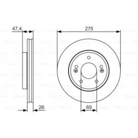 Диск тормозной HYUNDAI ELANTRA передн., вент. (пр-во BOSCH)