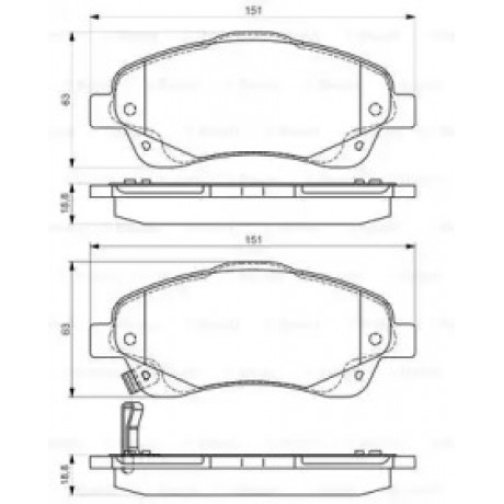 Колодка торм. диск. TOYOTA AVENSIS (T25), COROLLA V передн. (пр-во Bosch)