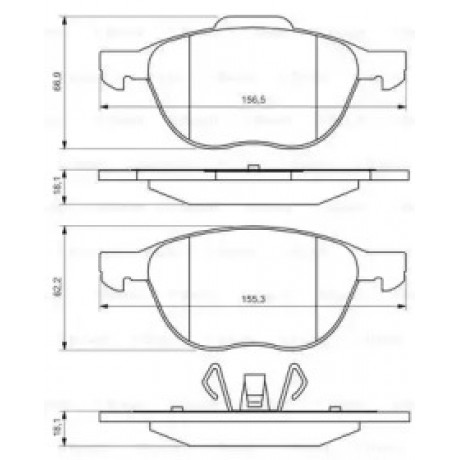 Колодка торм. диск. FORD FOCUS, MAZDA 3,5, VOLVO C70, S40, передн. (пр-во Bosch)