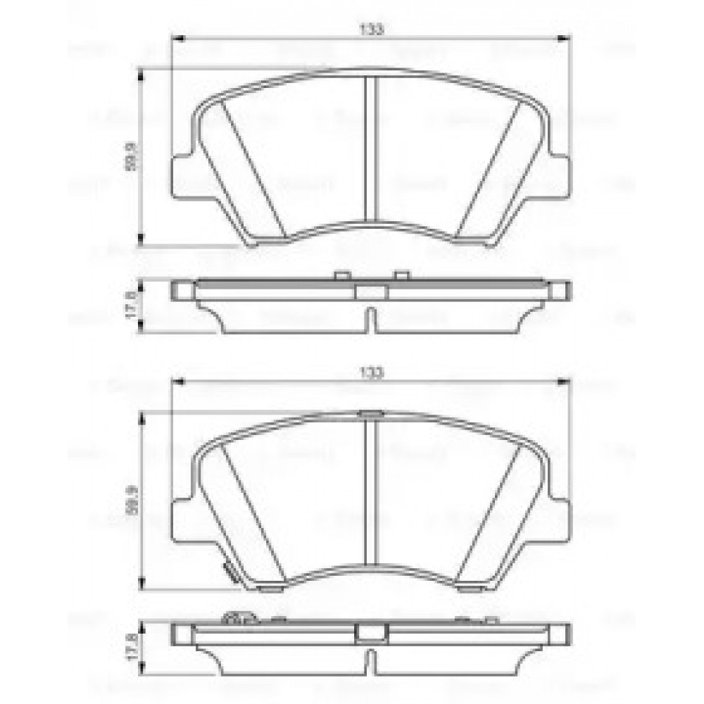 Колодка торм. диск. HYUNDAI VELOSTER 1.6I 16V GDI 11/03- передн. (пр-во Bosch)