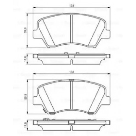 Колодка торм. диск. HYUNDAI VELOSTER 1.6I 16V GDI 11/03- передн. (пр-во Bosch)