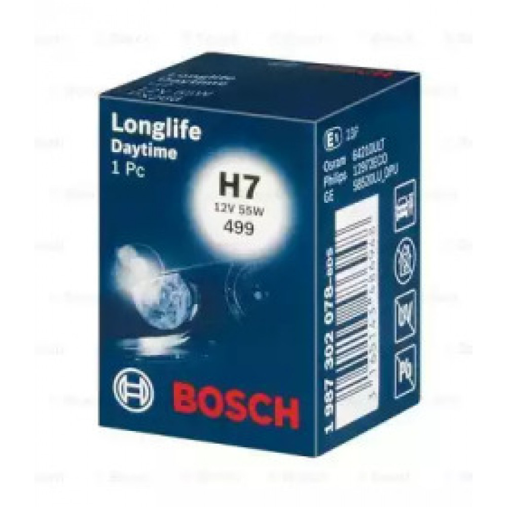 Лампа накаливания H7 12V 55W PX26d LONGLIFE DAYTIME (пр-во Bosch)