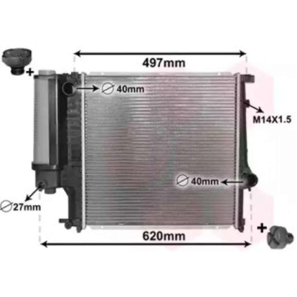 Радиатор охлаждения двигателя BMW316/8/20/5 E36 MT 90- (Van Wezel)