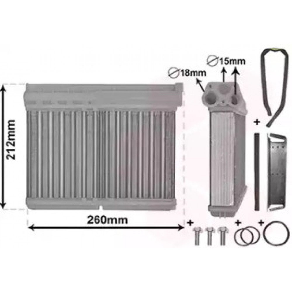 Радиатор отопителя BMW 316->325 MT/AT 89- (Van Wezel)