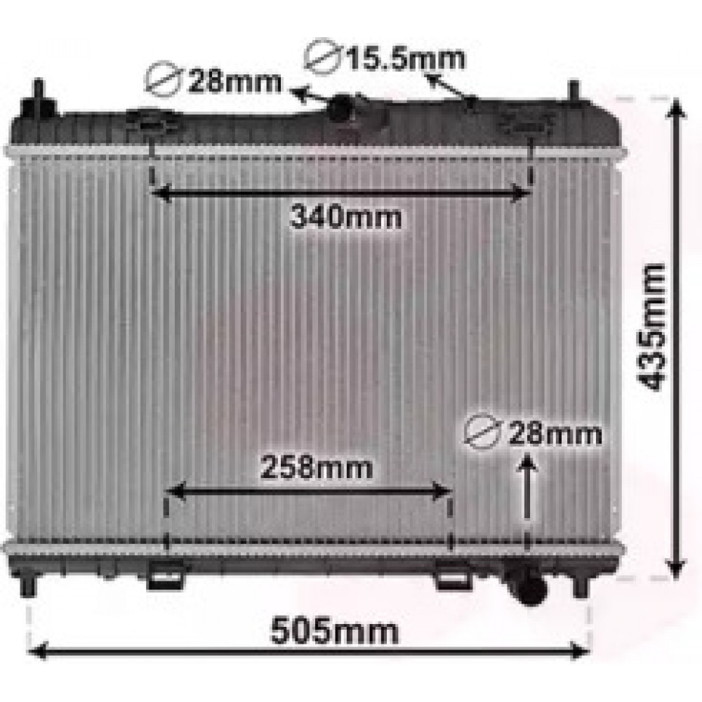 Радиатор охлождения Fiesta 1.6 Ti 13+ (пр-во Van Wezel)
