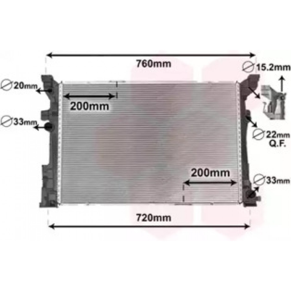 Радиатор охлаждения Q30 (15-)/МВ SER 246/176 2.0 AT (пр-во Van Wezel)