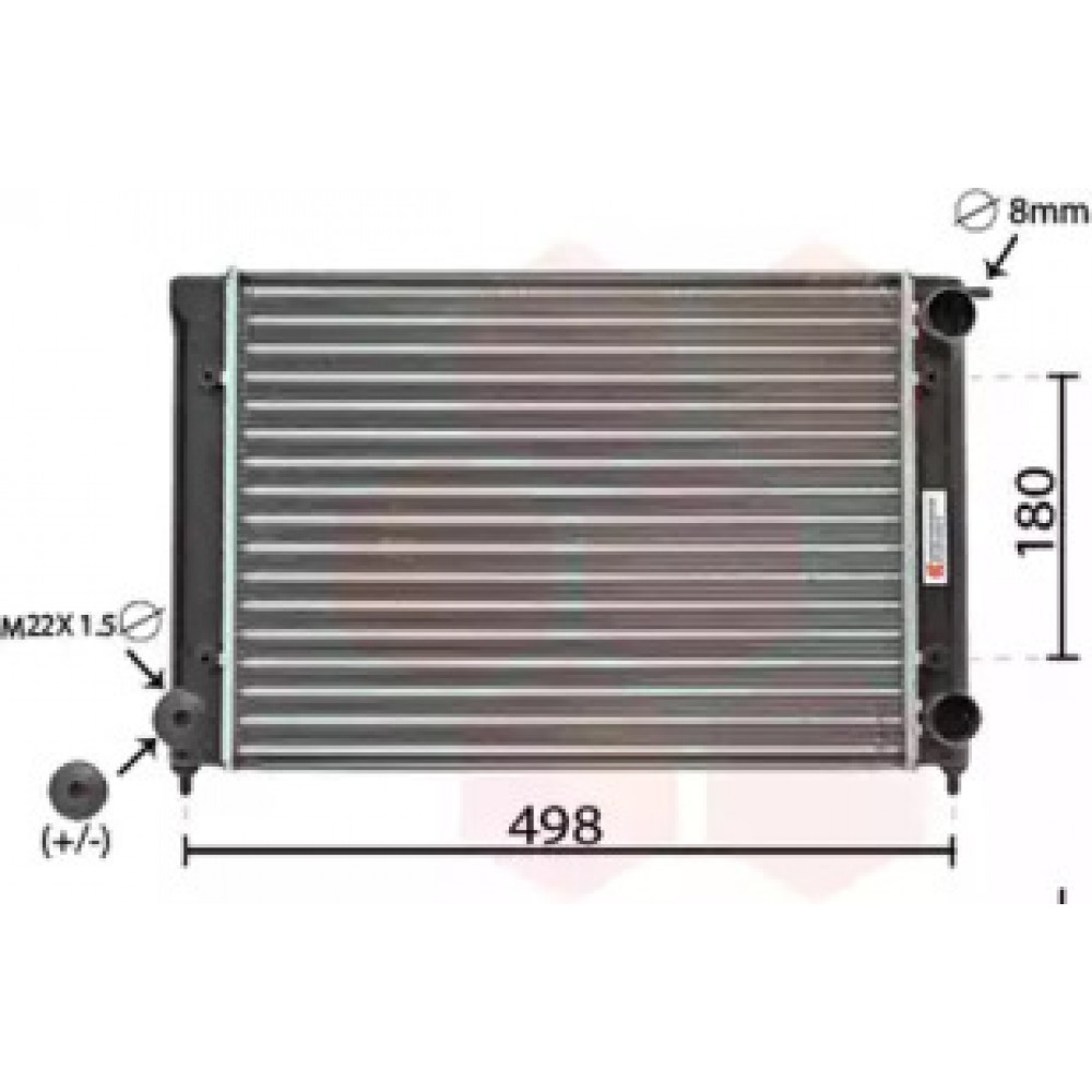 Радиатор охлаждения двигателя GOLF2/JETTA/SCIR 1.5/1.6 (Van Wezel)