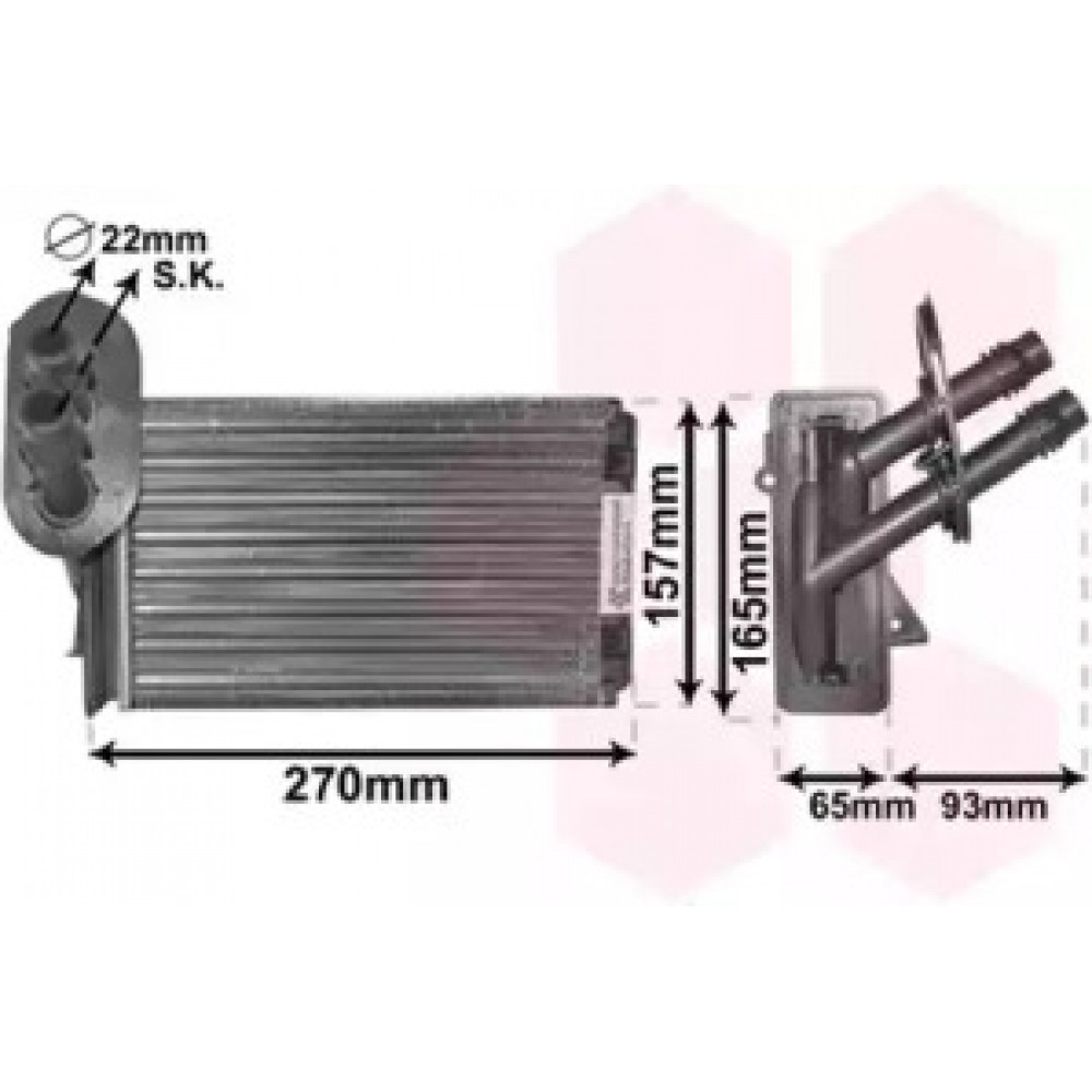 Радіатор опалювача GOLF4/SEAT LEON/TOLEDO (Van Wezel)