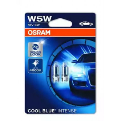 Лампа допоміжн. освітлення W5w 12v 5w W2.1x9.5d Cool Blue Intense (2 шт) blister (вир-во OSRAM)