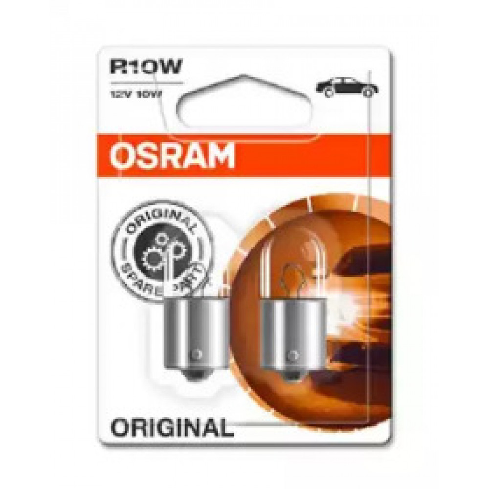 Лампа допоміжн. освітлення R10w 12v 10w Ва15s (2 шт) blister (вир-во OSRAM)