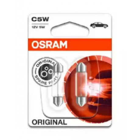 Лампа софитная вспомогат. освещения C5W 12V 5W SV8.5-8 (2 шт) blister (пр-во OSRAM)