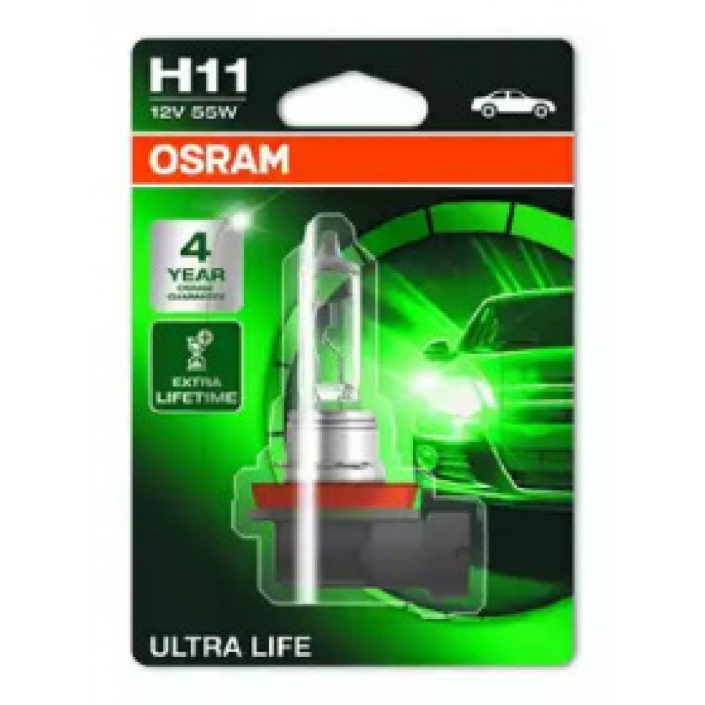 Лампа фарная H11 12V 55W PGJ19-2 Ultra Life (Blister 1шт) (пр-во OSRAM)