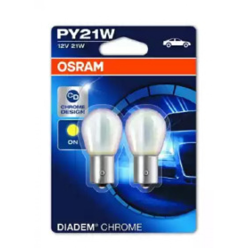 Лампа накаливания PY21W 12V 21W BAU15s DIADEM Chrome (2шт blister) (пр-во OSRAM)