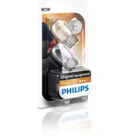 Лампа накаливания W21W 12V W3x16q  2шт bliste VISION (пр-во Philips)