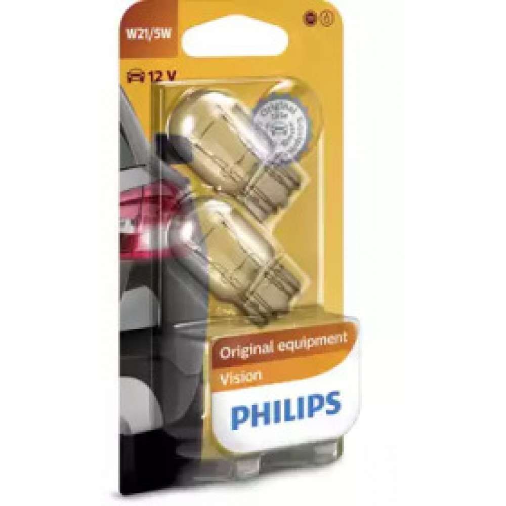 Лампа накалу W21/5W 12V W3x16q  2шт bliste VISION (вир-во Philips)