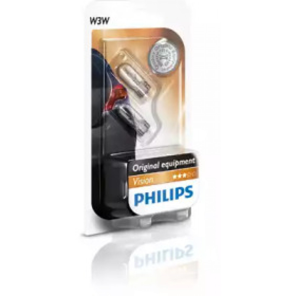 Лампа накалу W3W 12V 3W W2,1X9,5d 2шт bliste VISION (вир-во Philips)