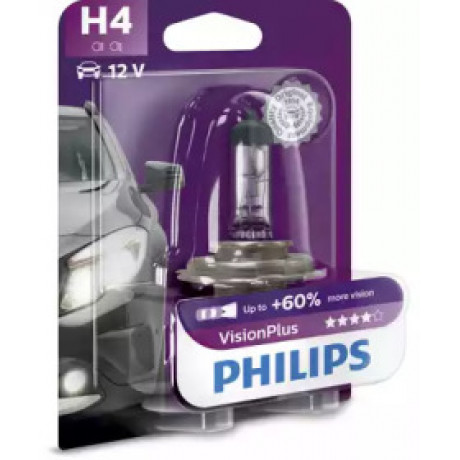 Лампа розжарювання H4visionplus12v 60/55w P43t-38(вир-во Philips)