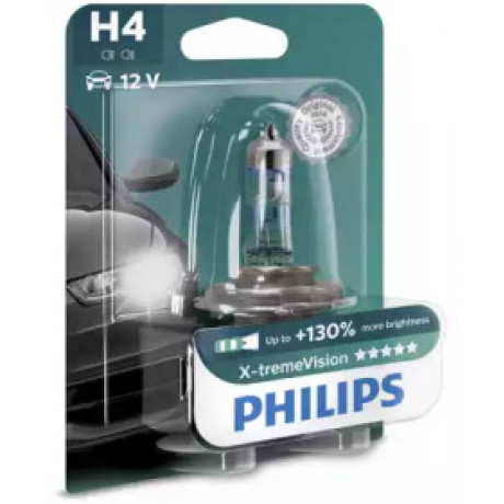 Лампа накаливания H4 X-treme VISION 12V 60/55W P43t-38 (+130) 1шт. Blister (пр-во Philips)
